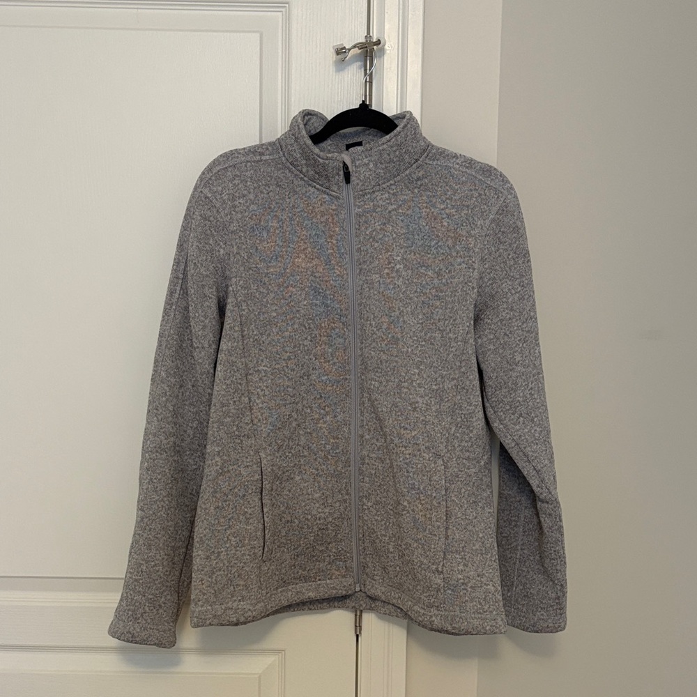 Grey healthcare sweater cozy